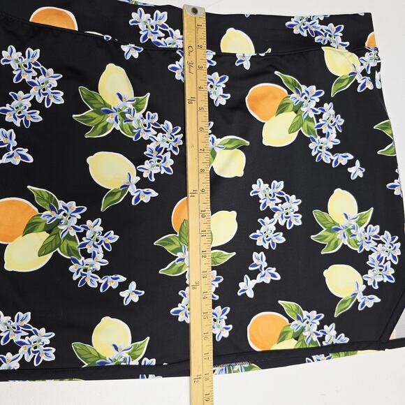 Crown & Ivy Skort XXL Womens Citrus Lemons Black Skirt Stretch Inner Shorts - Picture 9 of 9